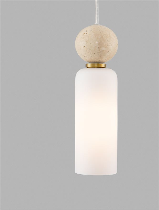 Filomena SP1 - Stone Travertine & Opal Glass Glossy Brushed Gold Metal Base - Suspensie [5]