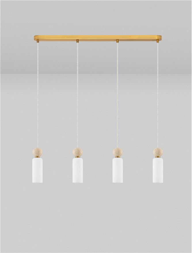 Filomena SP4 - Stone Travertine & Opal Glass Glossy Brushed Gold Metal Base - Suspensie [3]