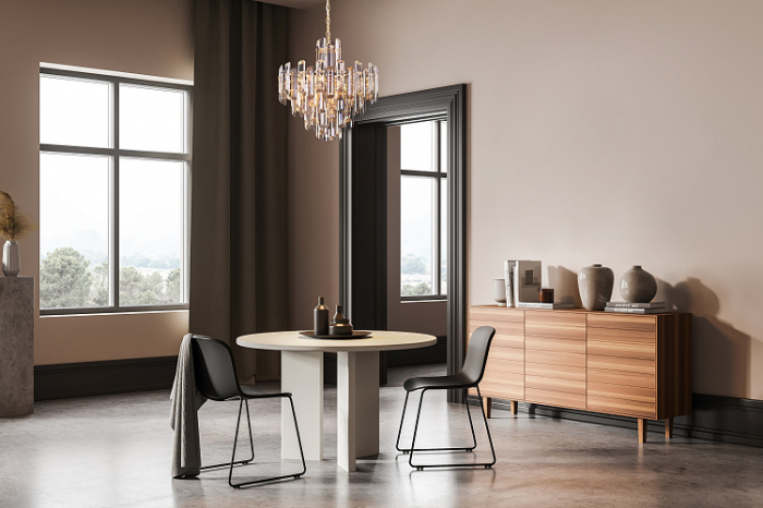 Suspensie moderna FLARE - DIA200PL-08G - cristal transparent si cristal Fumee [2]