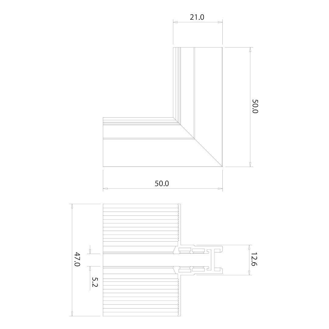 Corner under plaster L top bottom magnetic track 5mm (incastrat) [3]
