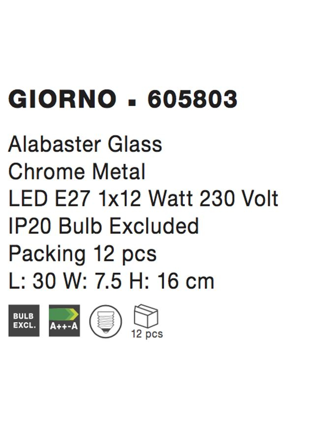 GIORNO aplica AP1 - 605803 - Alabaster Glass Chrome Metal [4]