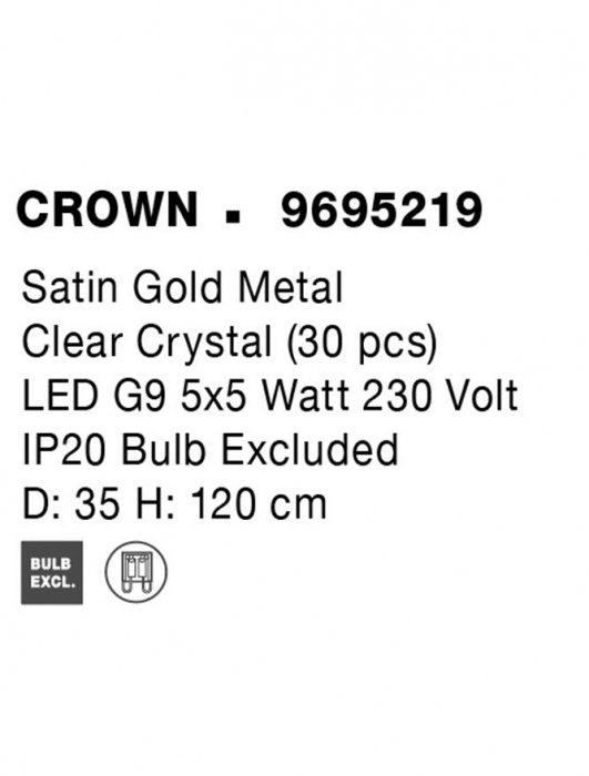 CROWN Suspension LAMP, 5L.,  diam 35 - GOLDEN - Nova Luce [7]