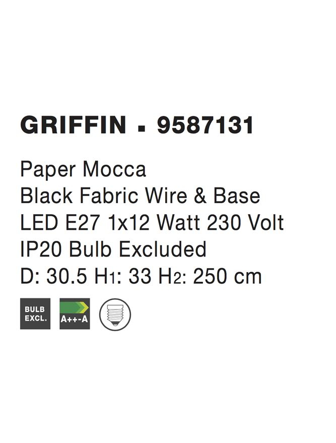 GRIFFIN suspensie SP1 - 9587131 - Paper Mocca Black Fabric Wire & Base [4]
