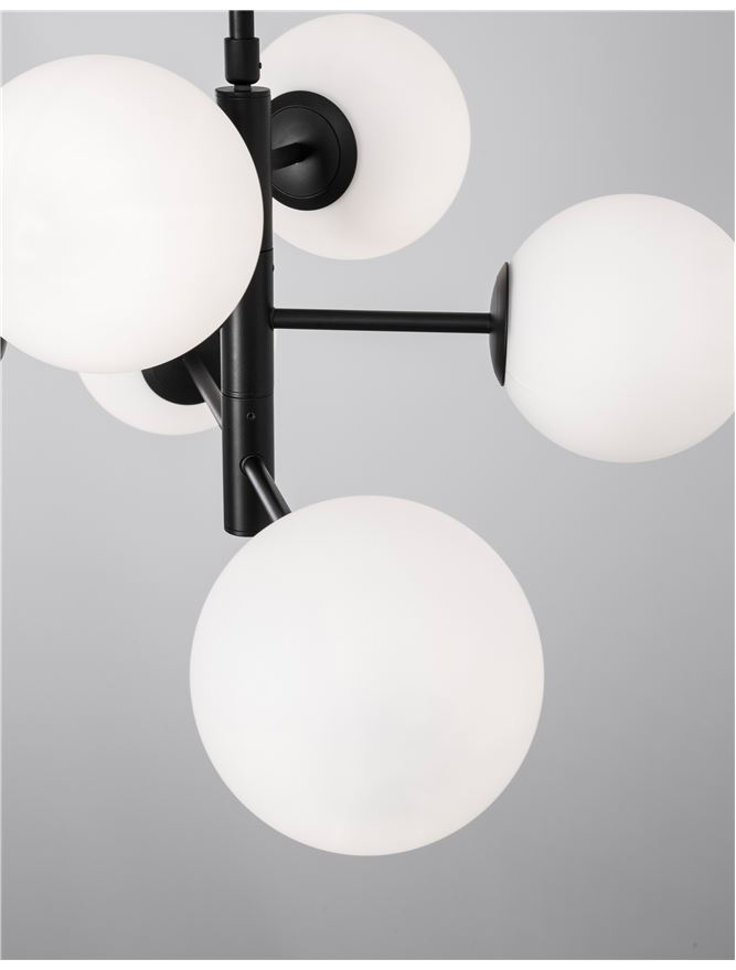 IMPERO suspensie SP6 - 9100361 -  White Frosted Glass Black Metal [5]