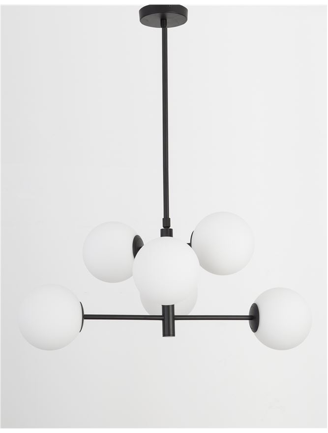 IMPERO suspensie SP6 - 9100361 -  White Frosted Glass Black Metal [3]