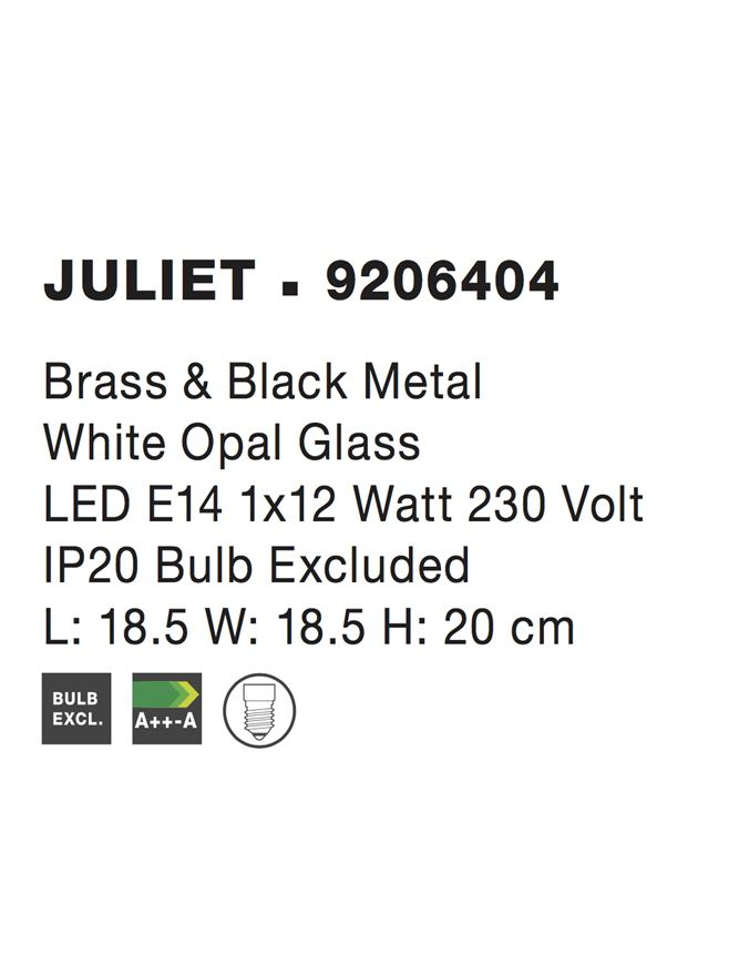 JULIET plafoniera - 9206404 - Brass & Black Metal White Opal Glass [5]