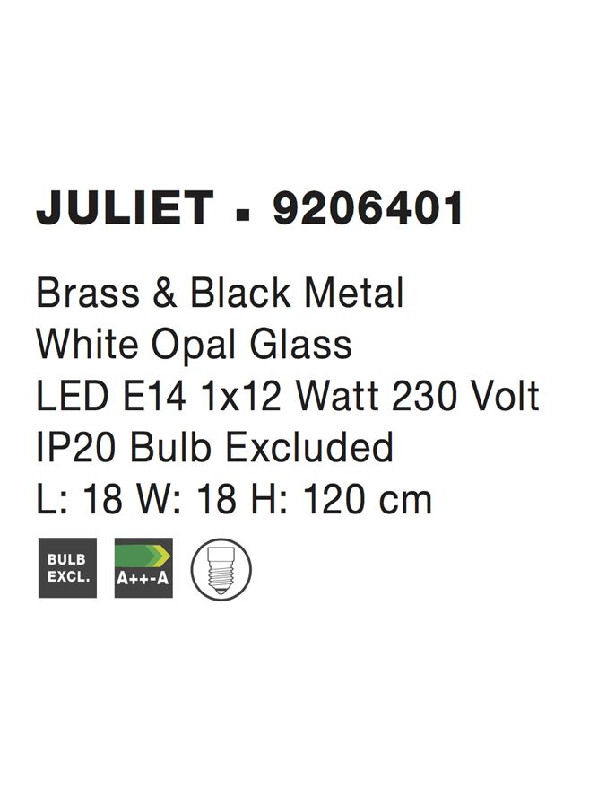 JULIET suspensie SP1 - 9206401 - Brass & Black Metal White Opal Glass [4]