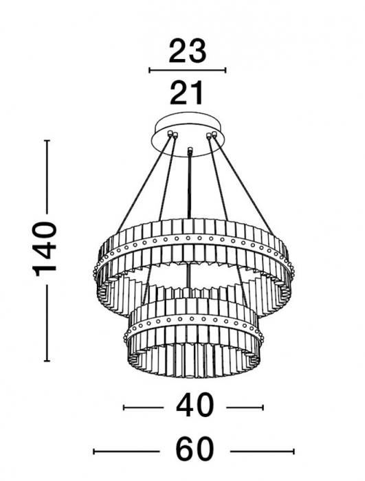Suspensie moderna cristal - Kezo diam 60+40 - suspensie 5709 lm - 3500K [7]