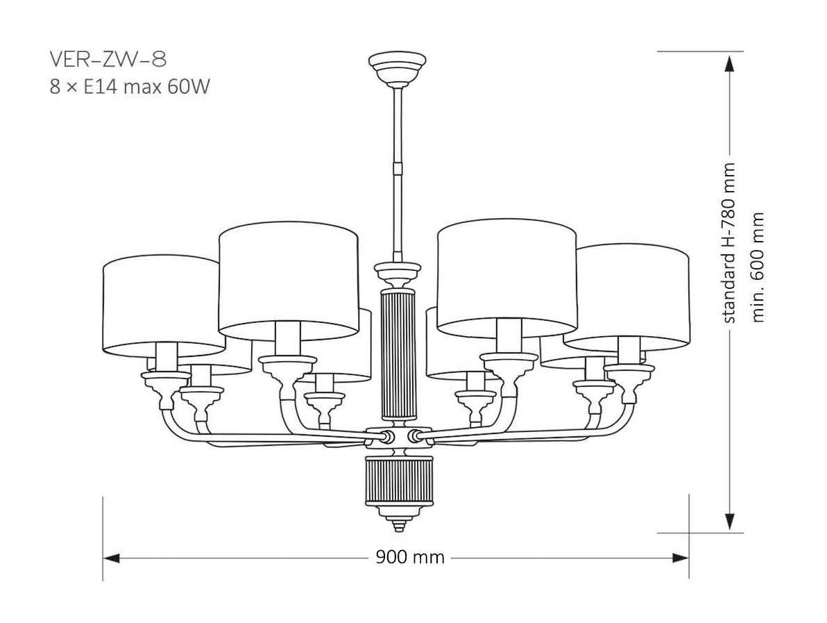 Kutek Mood VERDE - Candelabru VER-ZW-8(N) - Nichel [2]