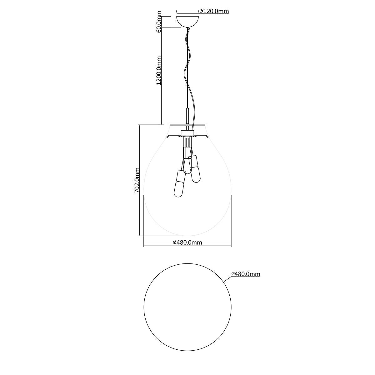SOSPENSIONE AZUMA TRASPARENTE 3XE27 48X196,2CM [2]