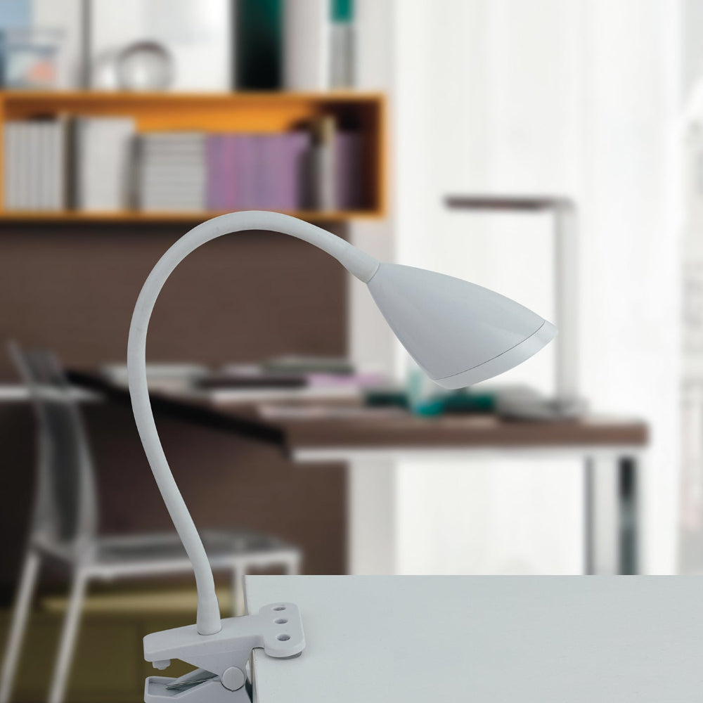 LAMPADA DA LETTURA LED HEGEL BIANCA CON PINZA 3,7W 450LM 4000K 9,5X9,5X33CM [2]