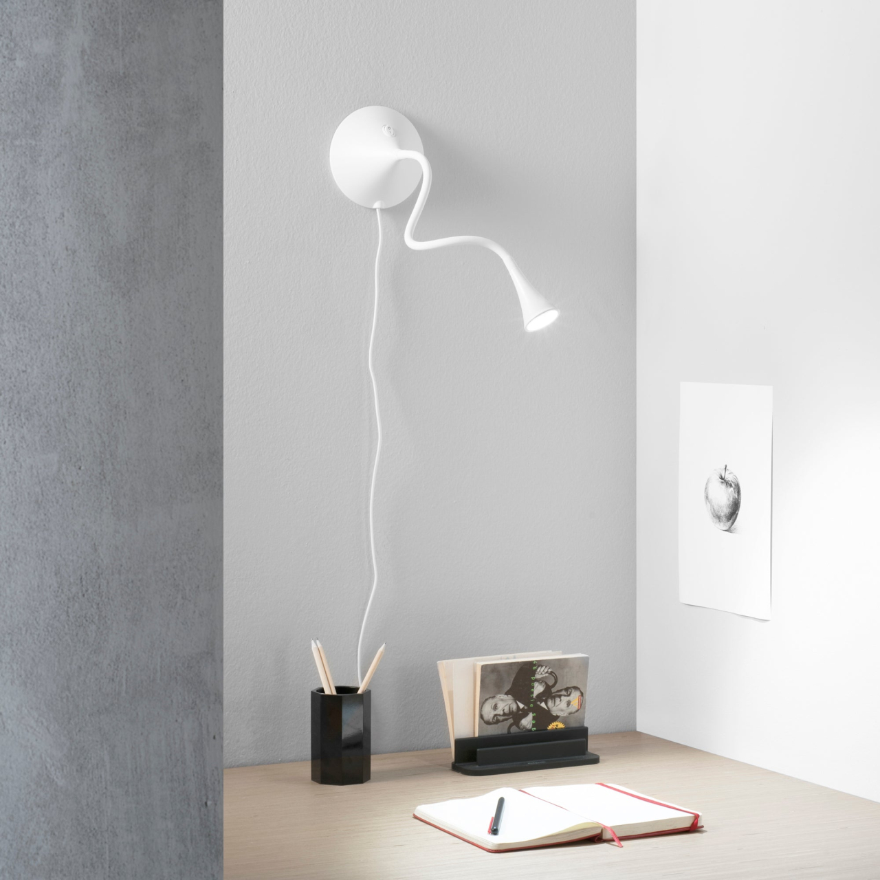 LAMPADA DA LETTURA LED NEWTON BIANCA 3,2W 300LM 4000K 13X13X51CM [2]