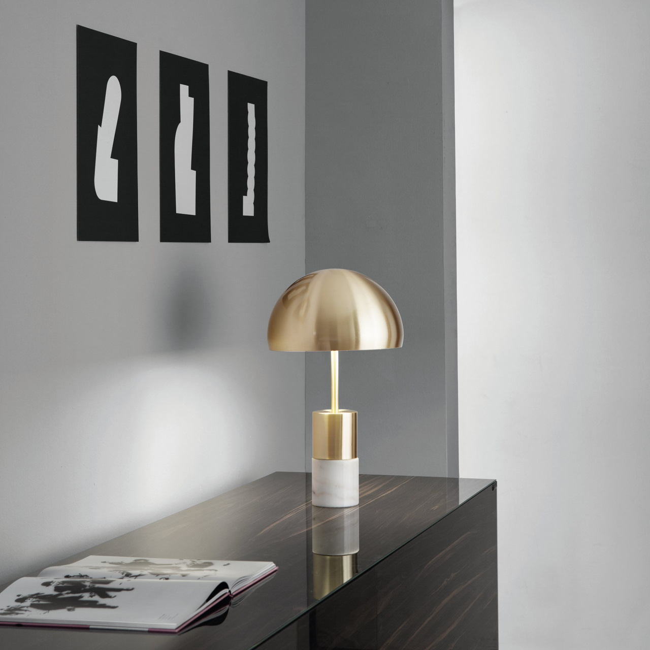 LAMPADA DA TAVOLO IGEA ORO CON MARMO 2XE14 30X30X51,5CM [2]