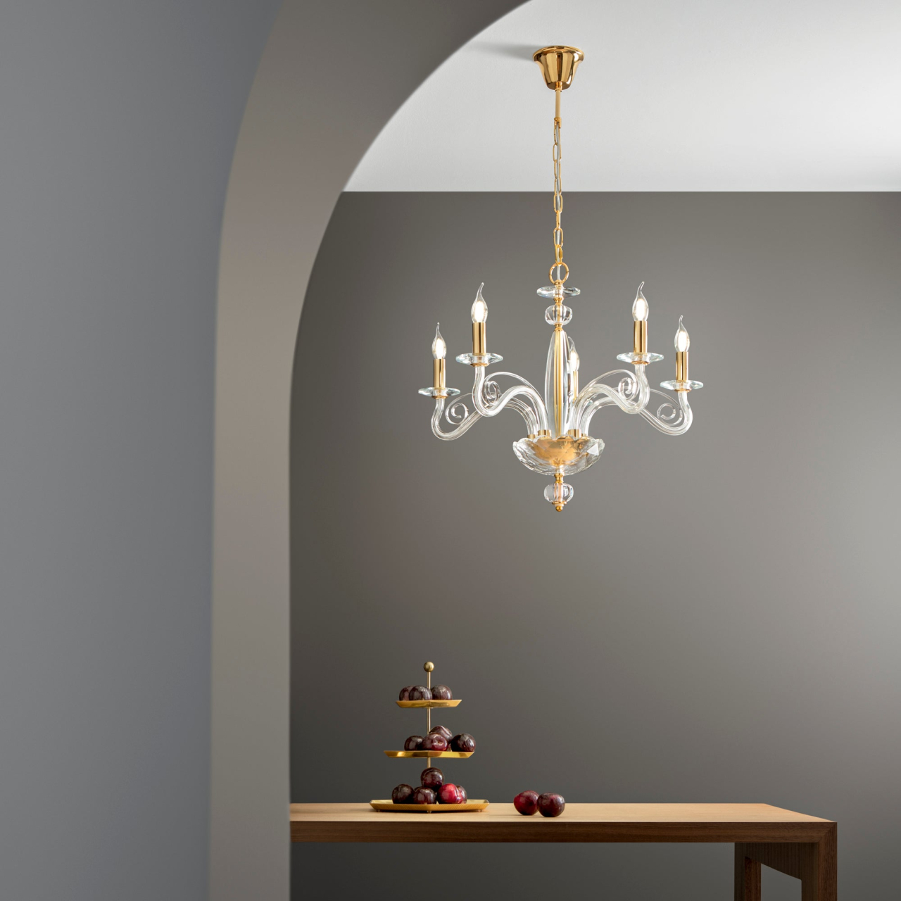 LAMPADARIO EPOQUE ORO 5XE14 65X140CM [3]