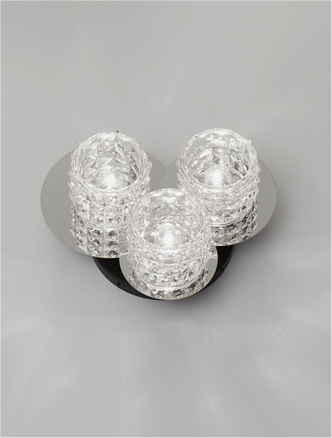 LAWAN plafoniera - 9009292 - Chrome & Matt Black Metal Structured Glass [3]