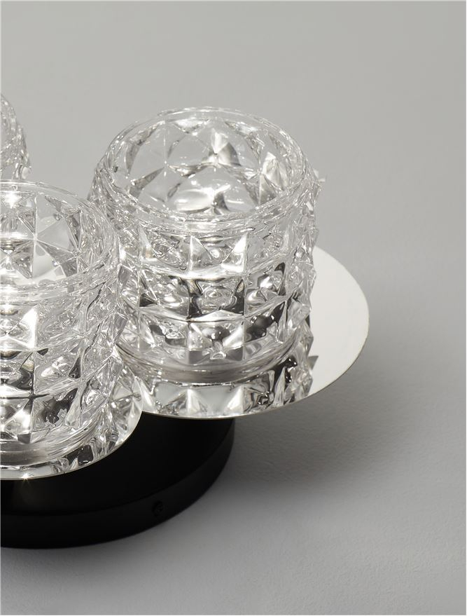 LAWAN plafoniera - 9009292 - Chrome & Matt Black Metal Structured Glass [4]