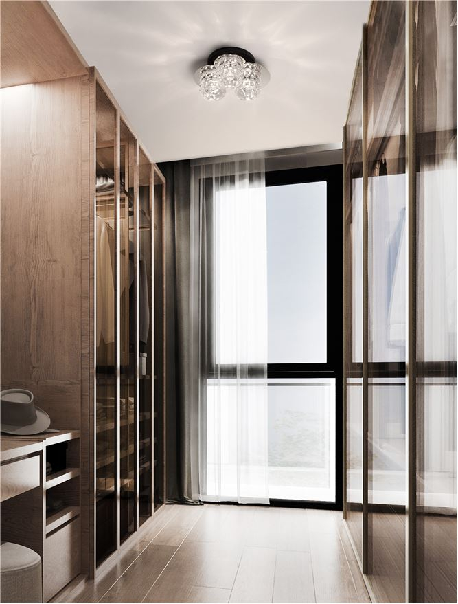 LAWAN plafoniera - 9009292 - Chrome & Matt Black Metal Structured Glass [1]