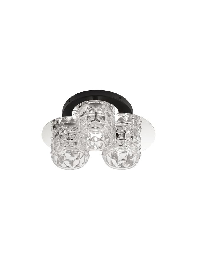 LAWAN plafoniera - 9009292 - Chrome & Matt Black Metal Structured Glass [2]