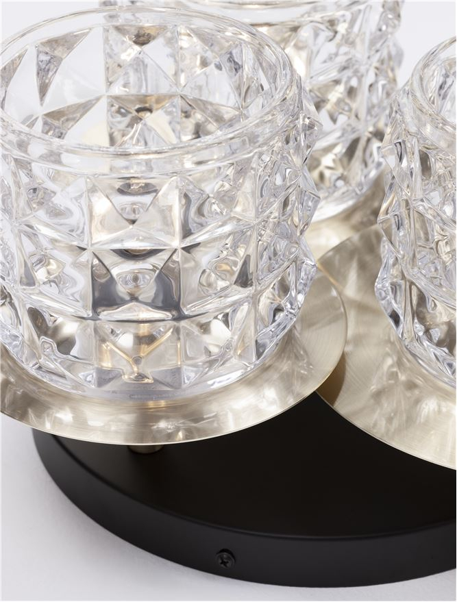 LAWAN plafoniera - 9009293 - Glosy Sandy Gold & Matt Black Metal Structured Glass [4]