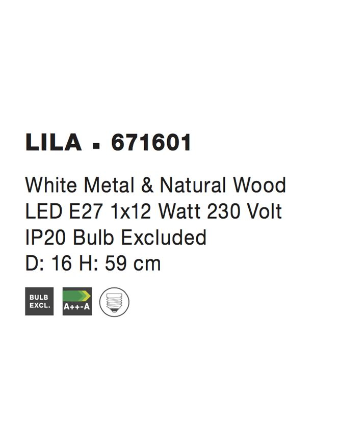 LILA veioza - 671601 - White Metal & Natural Wood [4]