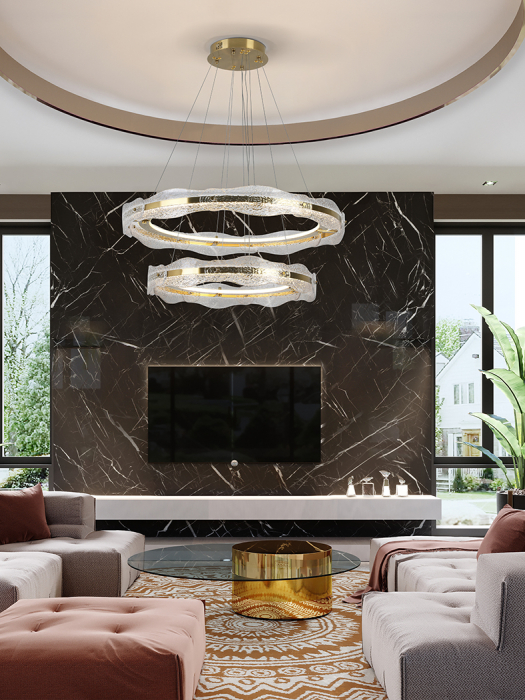 Lira 294508 LAMP 2 RINGS, GOLD - suspensie moderna Schuller [4]