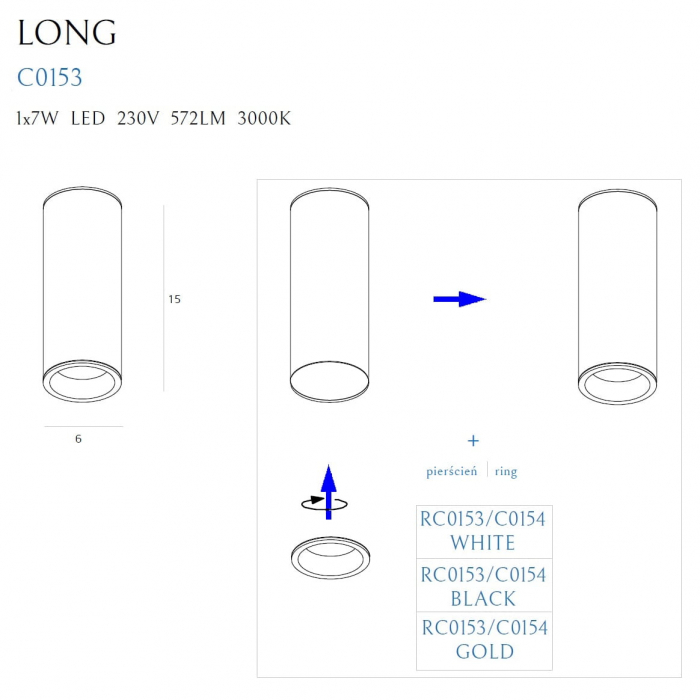 Spot aplicat plafon - LONG C0153 - Max Light [3]