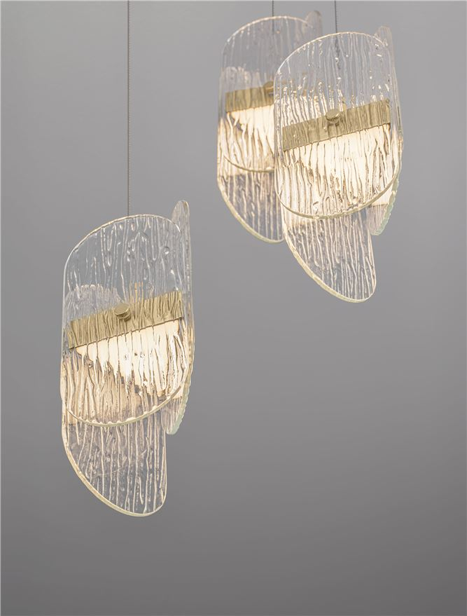 Lucien SP3 - Suspensie moderna sticla - Brass Gold Metal & Clear Glass (3000K) [6]