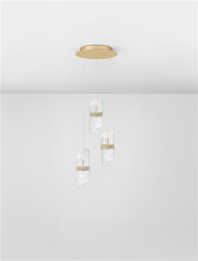 Lucien SP3 - Suspensie moderna sticla - Brass Gold Metal & Clear Glass (2700K) [4]