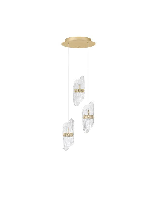Lucien SP3 - Suspensie moderna sticla - Brass Gold Metal & Clear Glass (3000K) [2]