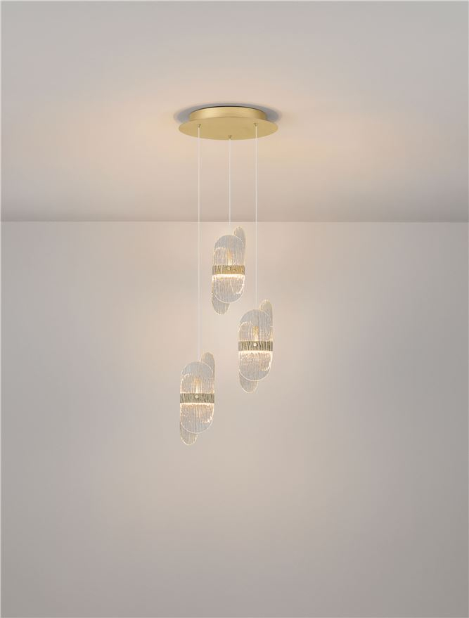 Lucien SP3 - Suspensie moderna sticla - Brass Gold Metal & Clear Glass (3000K) [4]