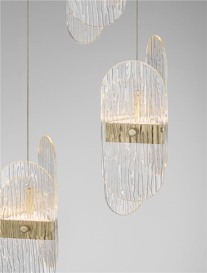 Lucien SP3 - Suspensie moderna sticla - Brass Gold Metal & Clear Glass (2700K) [7]