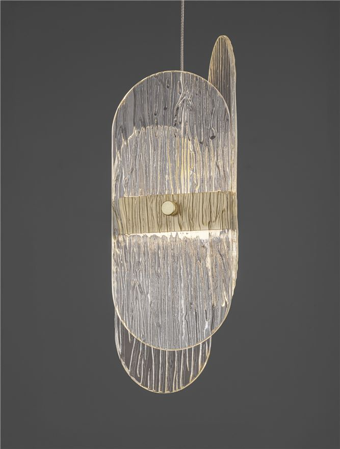 Lucien SP1 - Suspensie moderna sticla - Brass Gold Metal & Clear Glass (3000K) [2]