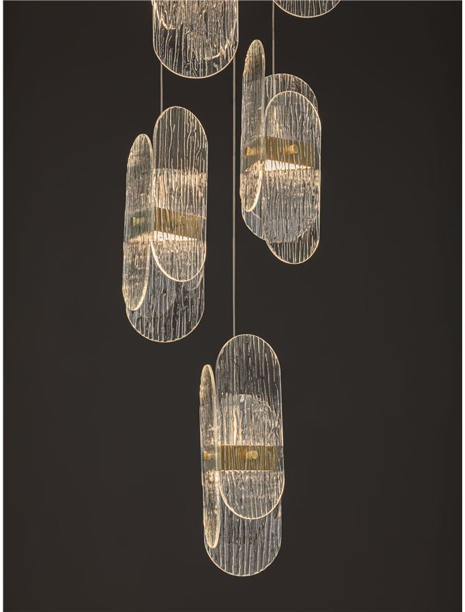 Lucien SP5 ROUND - Suspensie moderna sticla - Brass Gold Metal & Clear Glass (3000K) [5]