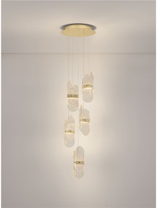 Lucien SP5 ROUND - Suspensie moderna sticla - Brass Gold Metal & Clear Glass (3000K) [4]