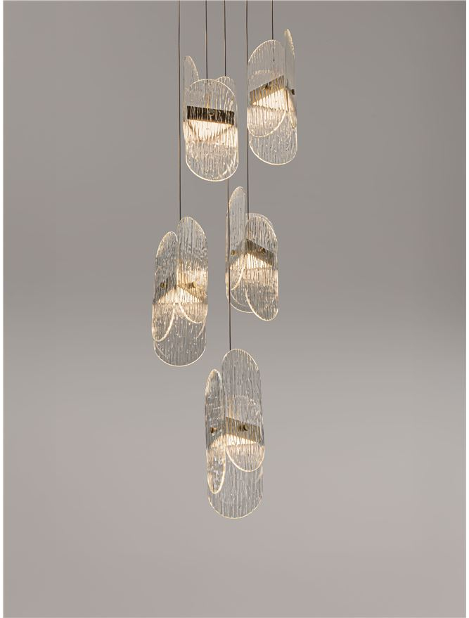 Lucien SP5 ROUND - Suspensie moderna sticla - Brass Gold Metal & Clear Glass (2700K) [6]