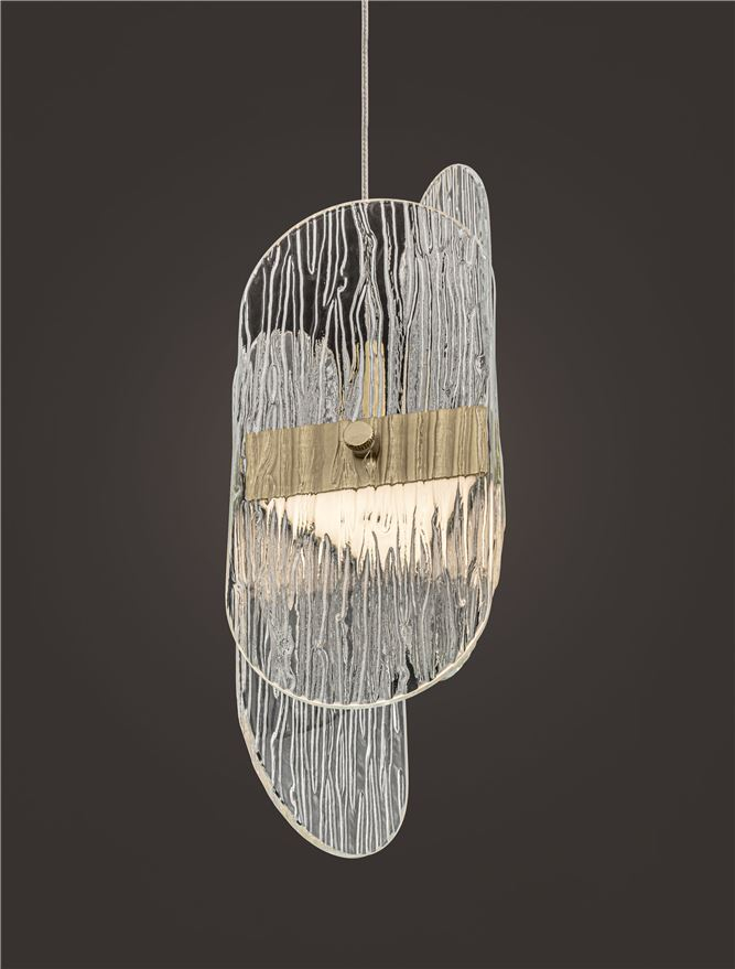 Lucien SP5 LINE - Suspensie moderna sticla - Brass Gold Metal & Clear Glass (3000K) [6]