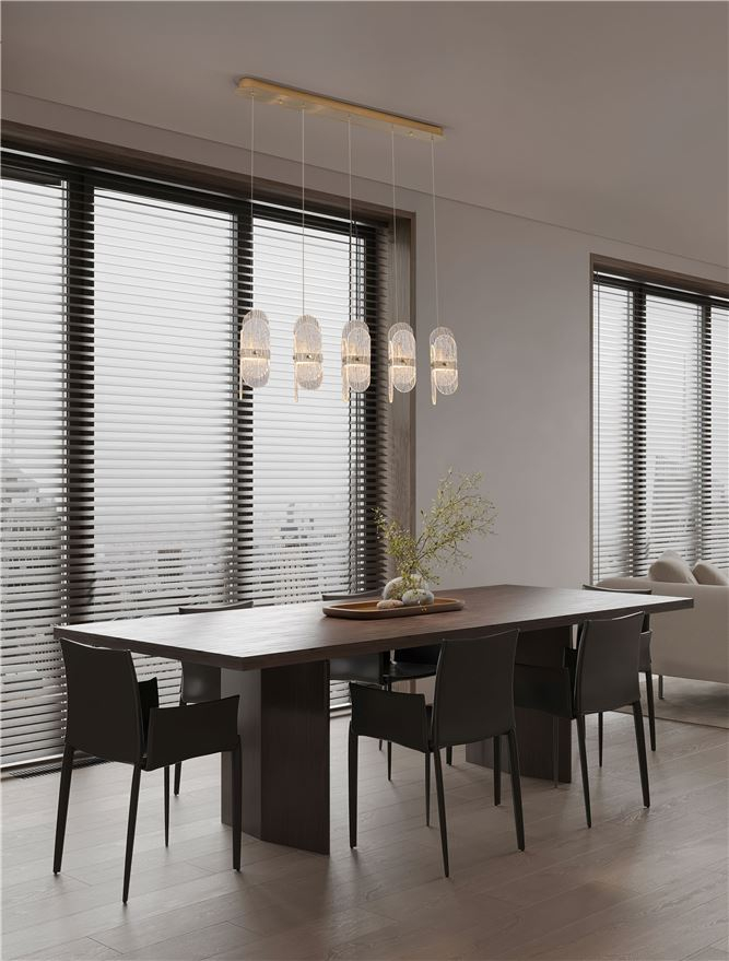 Lucien SP5 LINE - Suspensie moderna sticla - Brass Gold Metal & Clear Glass (2700K) [5]