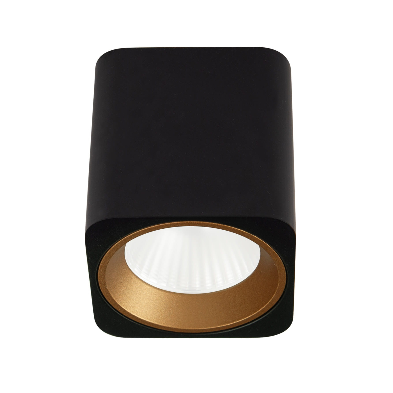 MAXLIGHT C0212 Plafoniera  TUB patrat negru +inel decorativ negru RC0155/C0156 GOLD [1]
