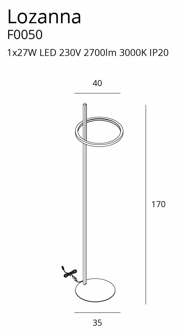 MAXLIGHT F0050 Lampadar LOZANNA 27W auriu [2]