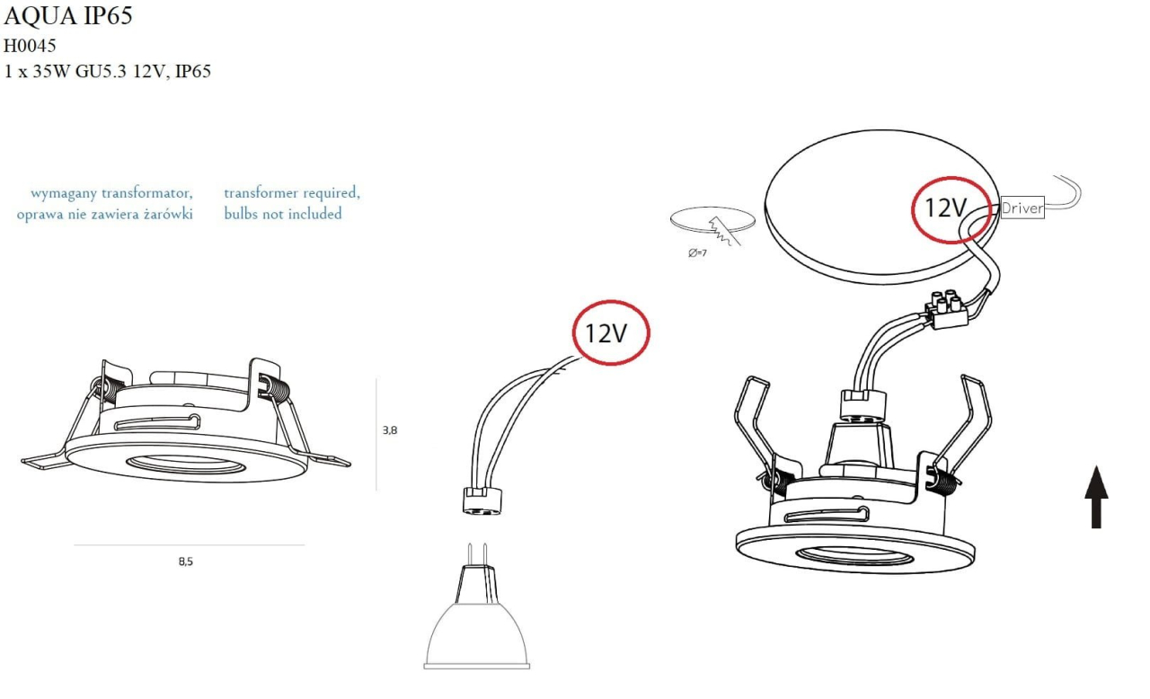 MAXLIGHT H0045 Spot incastrat AQUA IP65 CROM [7]