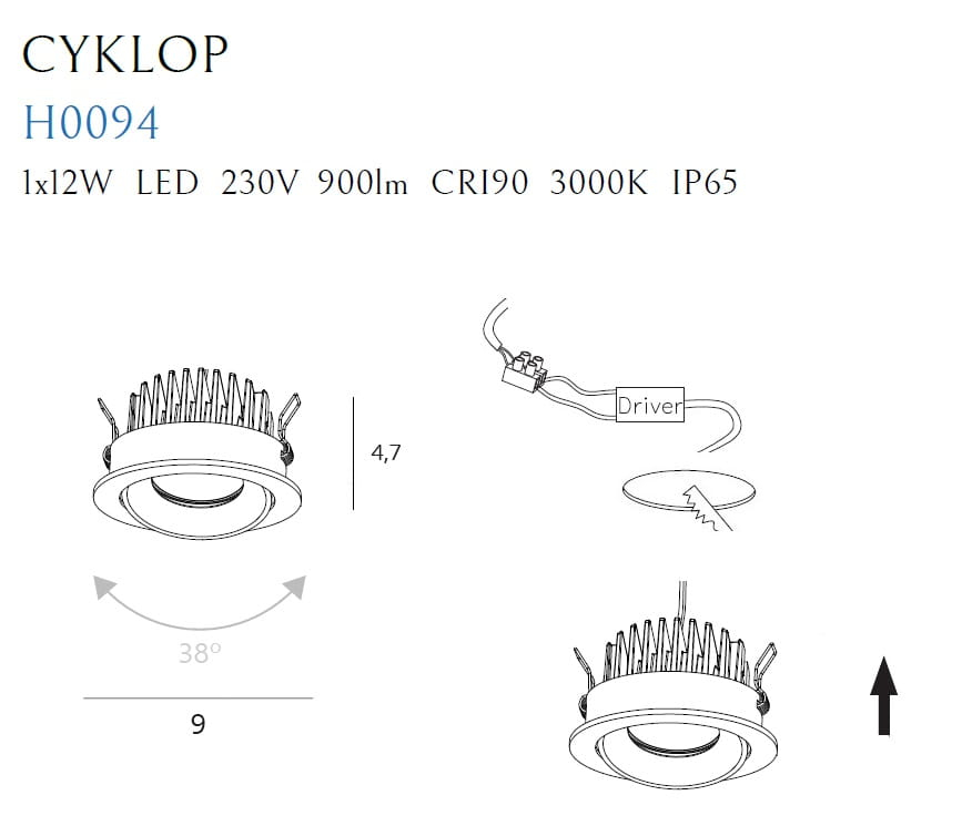 Maxlight H0095 Cyklop 4000K -spot incastrat [4]