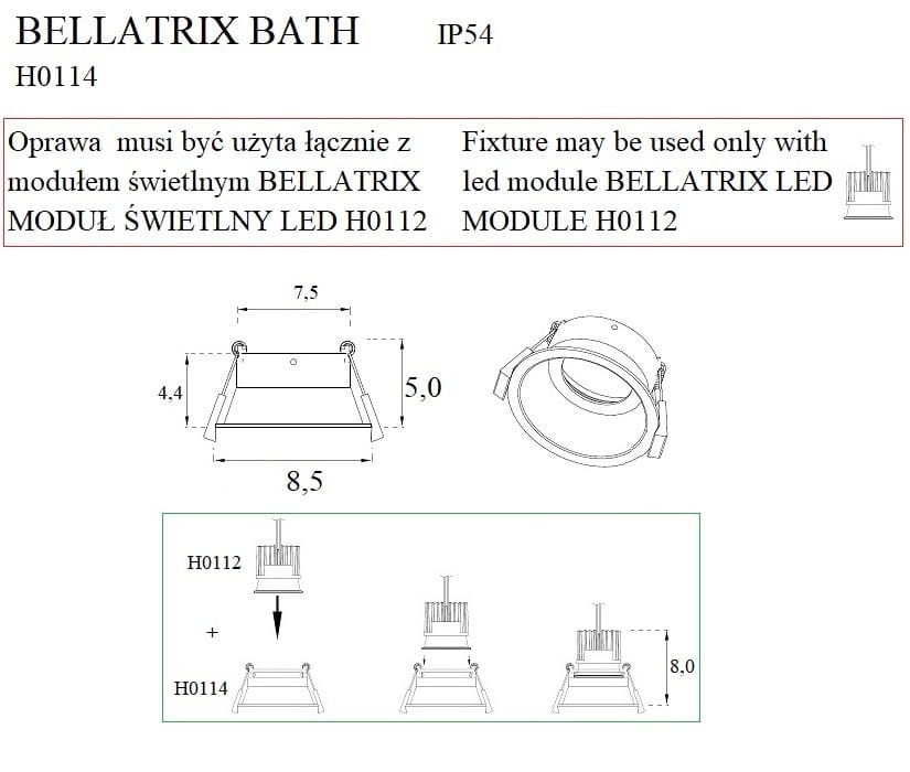 Maxlight H0114 Bellatrix Bath - spot incastrat [4]