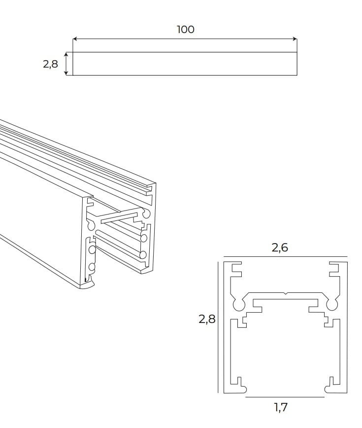 Maxlight MT0028 Magnetic Low-profile surface-mounted track 1m [2]