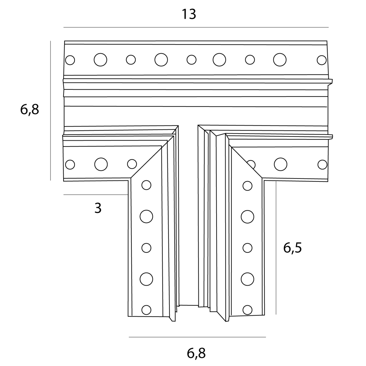 Maxlight MT0034 Magnetic T-junction recessed track for MT0023/MT0024 [3]