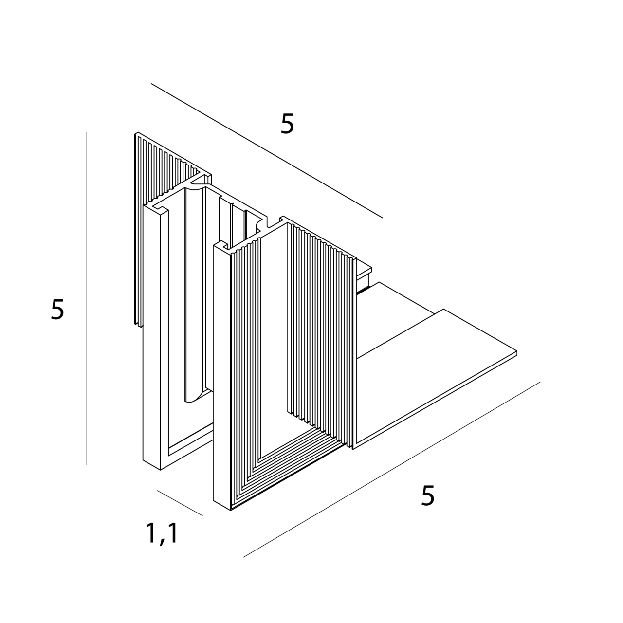 MAXLIGHT NT0005 Micro11 Recessed corner bracket, external side angle FOR NT0001, NT0002- MICRO11 BLACK [3]