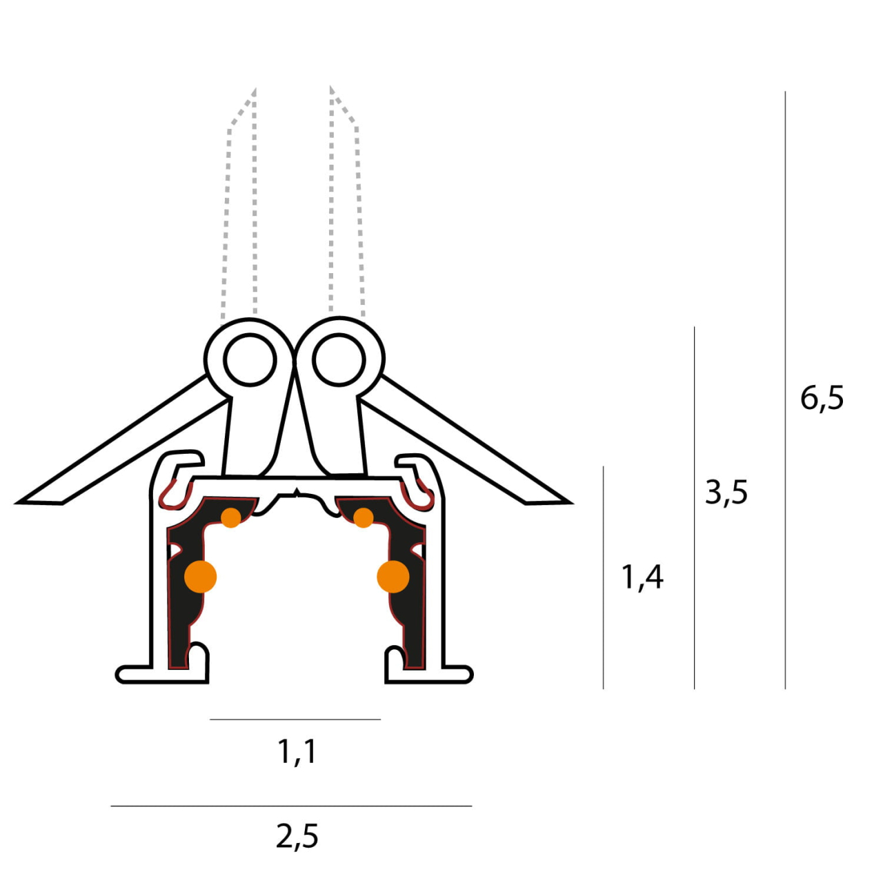 MAXLIGHT NT0011 Micro11 Micro recessed spring track conductor 100 cm [2]