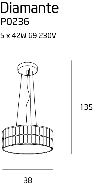 DIAMANTE P0236 - suspensie moderna cristal diam 38 cm [5]