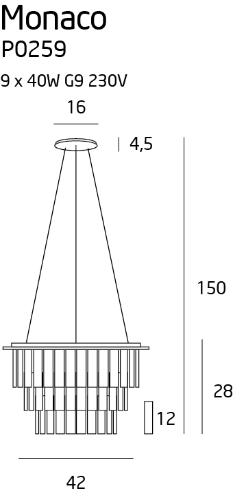 MAXLIGHT P0259 Lustre simple MONACO Ø 42 cm CROM [6]