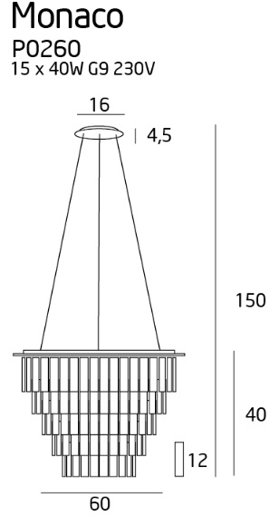 MAXLIGHT P0260 Lustre simple MONACO Ø 60 cm CROM [2]