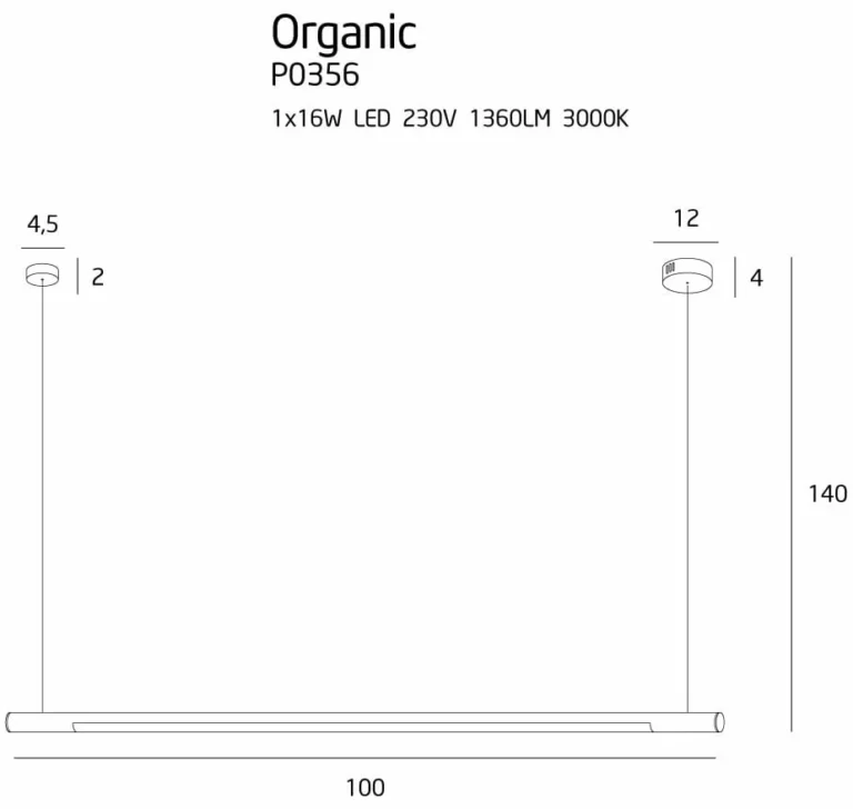 MAXLIGHT P0356 Lustre simple ORGANIC HORIZON 100CM ZŁOTA-Suspensie [4]